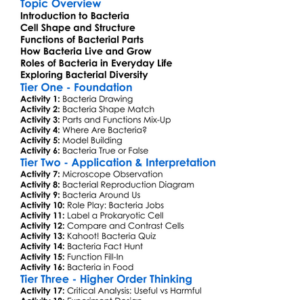 Bacteria Structure And Function Worksheet Activity Booklet