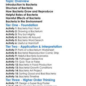 Bacteria Structure And Importance Worksheet Activity Booklet