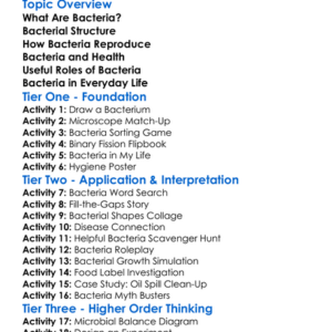Bacteria Structure And Roles Worksheet Activity Booklet
