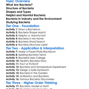 Bacteria Structure And Uses Worksheet Activity Booklet