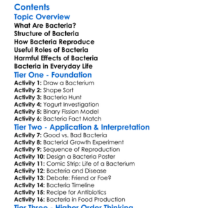 Bacteria Structure Reproduction And Uses Worksheet Activity Booklet