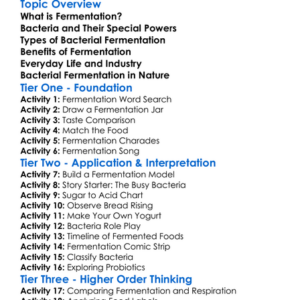 Bacterial Fermentation Worksheet Activity Booklet