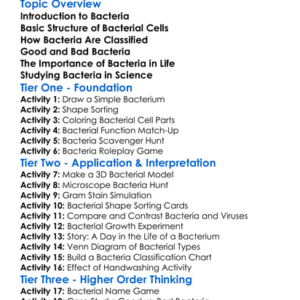 Bacterial Structure And Classification Worksheet Activity Booklet