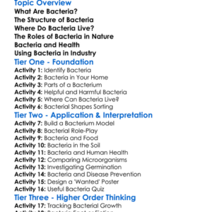 Bacterial Structure And Roles Worksheet Activity Booklet