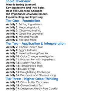 Baking Science Worksheet Activity Booklet