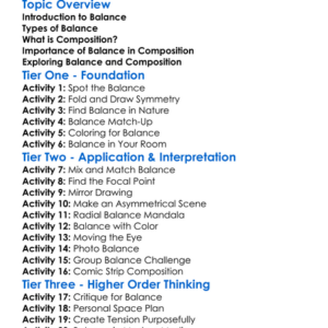 Balance And Composition Worksheet Activity Booklet