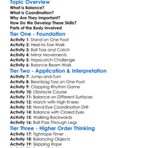 Balance And Coordination Worksheet Activity Booklet