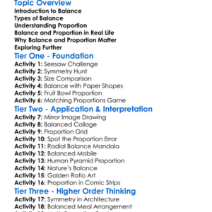 Balance And Proportion Worksheet Activity Booklet