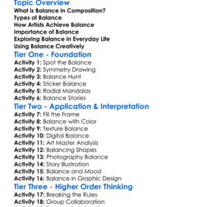 Balance In Composition Worksheet Activity Booklet