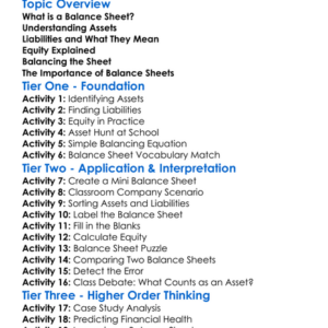 Balance Sheet Preparation Worksheet Activity Booklet