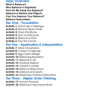 Balance Worksheet Activity Booklet