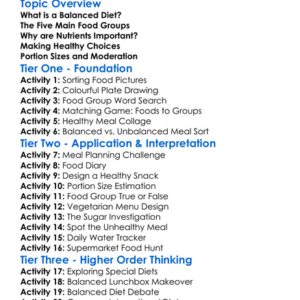 Balanced Diet And Food Groups Worksheet Activity Booklet