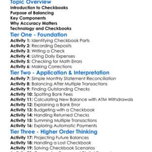 Balancing A Checkbook Worksheet Activity Booklet