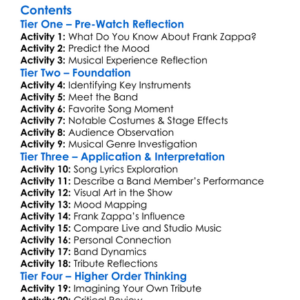 Band From Utopia A Tribute To The Music Of Frank Zappa 2002 Worksheet Activity Booklet