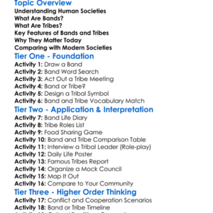 Bands And Tribes Worksheet Activity Booklet