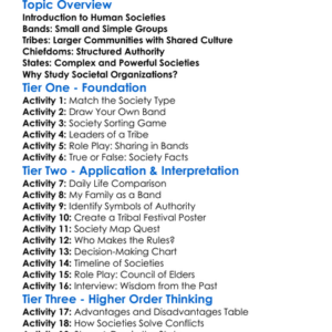 Bands Tribes Chiefdoms And States Worksheet Activity Booklet