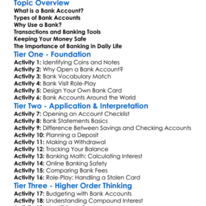 Bank Accounts And Banking Basics Worksheet Activity Booklet