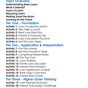 Bank Loans And Interest Worksheet Activity Booklet