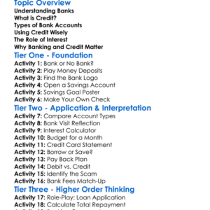Banking And Credit Worksheet Activity Booklet