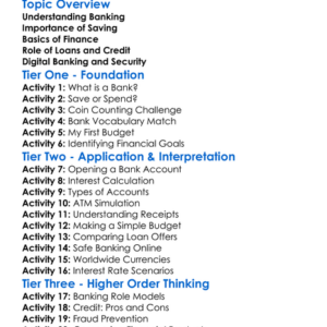 Banking And Finance Worksheet Activity Booklet