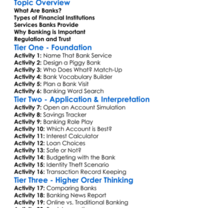 Banking And Financial Institutions Worksheet Activity Booklet