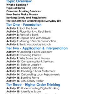Banking Fundamentals Worksheet Activity Booklet