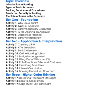 Banking Procedures Worksheet Activity Booklet
