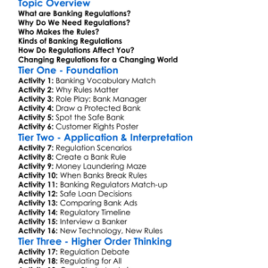 Banking Regulations Worksheet Activity Booklet