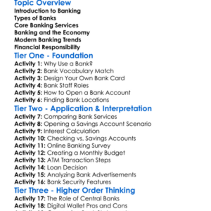 Banking Systems Worksheet Activity Booklet