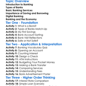 Banking Worksheet Activity Booklet