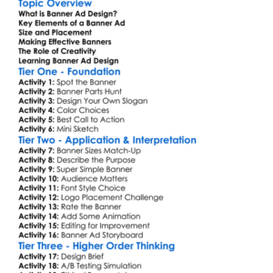 Banner Ad Design Worksheet Activity Booklet