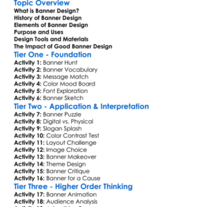 Banner Design Worksheet Activity Booklet
