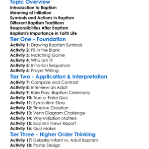 Baptism And Initiation Worksheet Activity Booklet