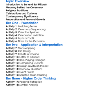 Bar And Bat Mitzvah Worksheet Activity Booklet