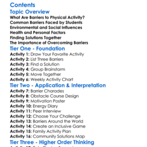 Barriers To Physical Activity And Solutions Worksheet Activity Booklet
