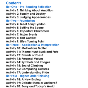 Barry Lyndon William Makepeace Thackeray Worksheet Activity Booklet