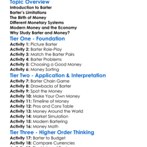 Barter And Monetary Systems Worksheet Activity Booklet