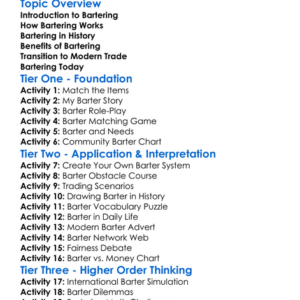 Bartering And Trade Worksheet Activity Booklet