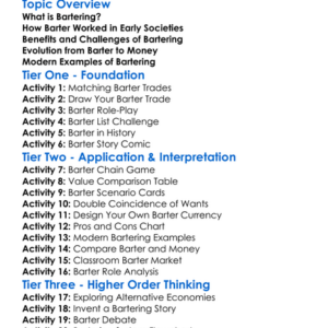 Bartering Systems Worksheet Activity Booklet