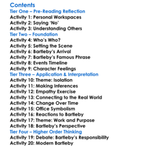 Bartleby The Scrivener Herman Melville Worksheet Activity Booklet