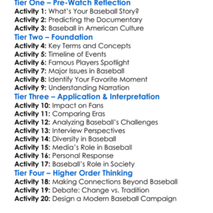 Baseball The Tenth Inning 2010 Worksheet Activity Booklet