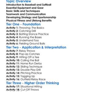 Baseballsoftball Skills Worksheet Activity Booklet