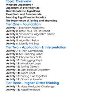 Basic Algorithms In Robotics Worksheet Activity Booklet