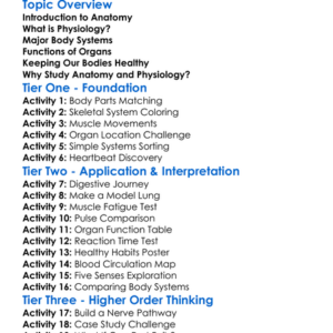 Basic Anatomy And Physiology Worksheet Activity Booklet