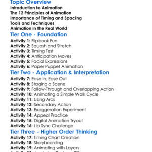 Basic Animation Principles Worksheet Activity Booklet