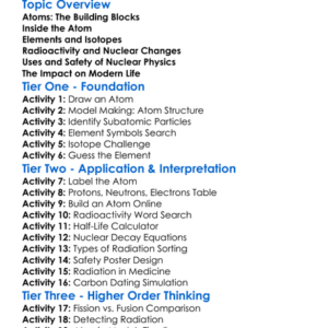 Basic Atomic And Nuclear Physics Worksheet Activity Booklet