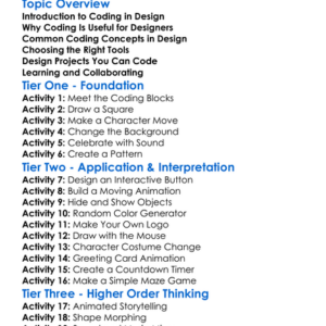Basic Coding For Design Projects Worksheet Activity Booklet