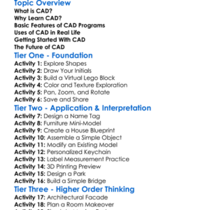 Basic Computer-Aided Design Cad Worksheet Activity Booklet