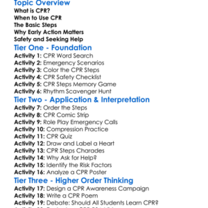 Basic Cpr Knowledge Worksheet Activity Booklet