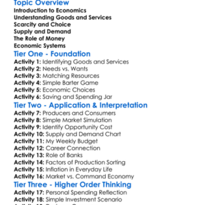 Basic Economic Concepts Worksheet Activity Booklet